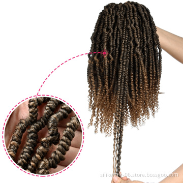 Bomb Twist Crochet Braids Fiber Pre looped Fluffy Twists Braiding Hair Bulk Passion Spring Twist Crochet Braids hair